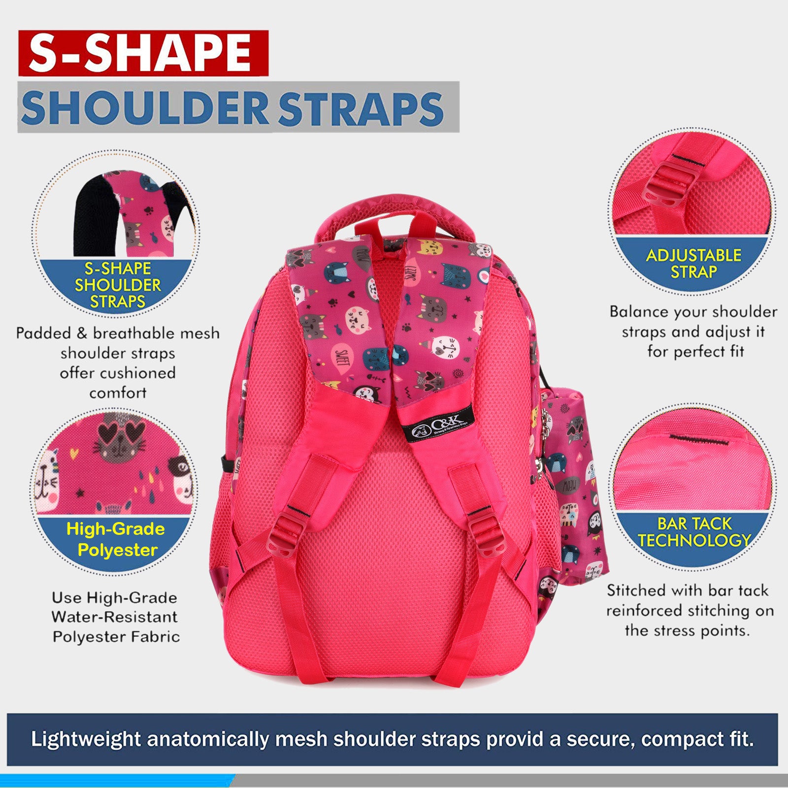 Canny Pink Medium School Bag