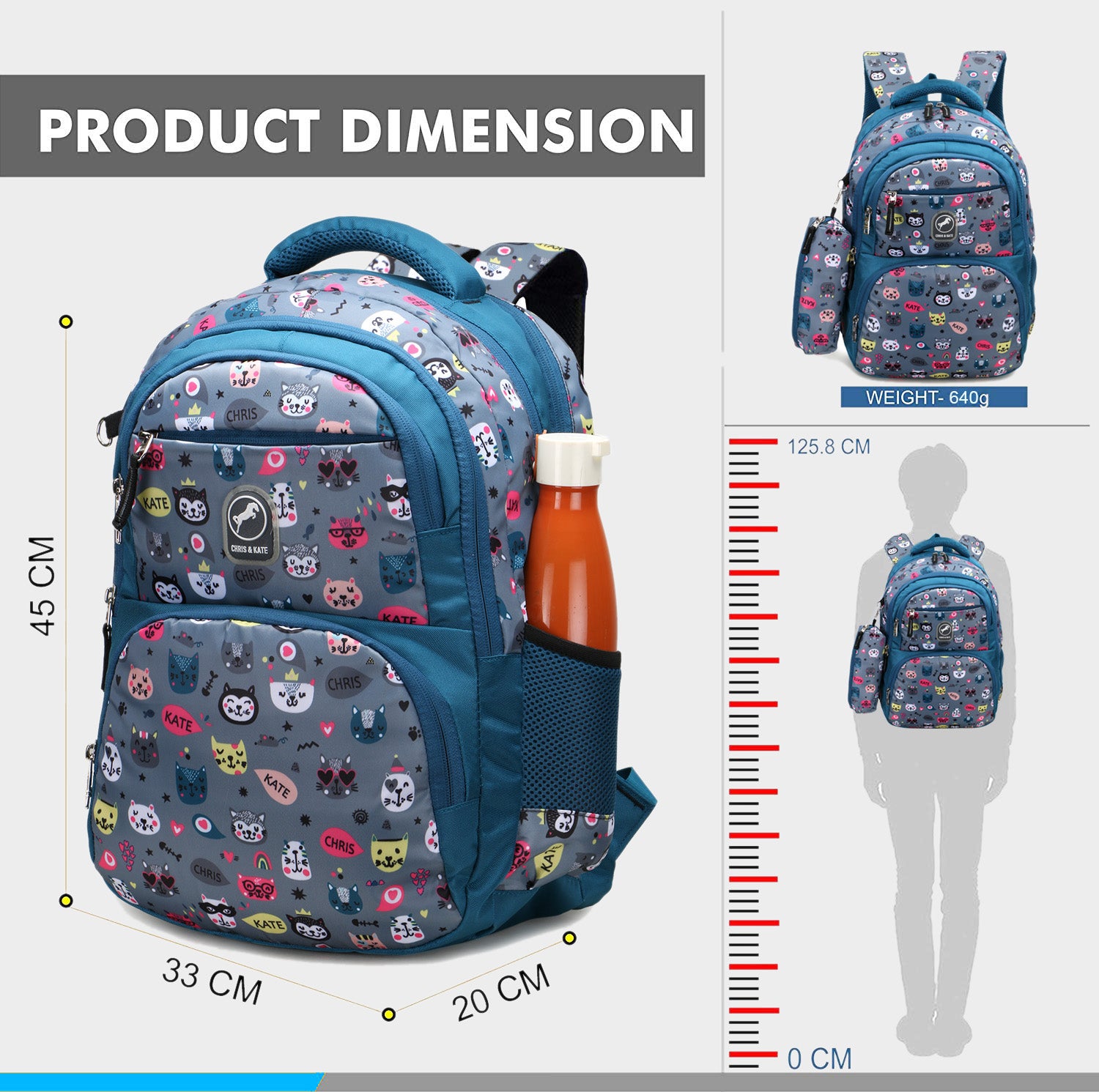 Canny Gray Medium School Bag