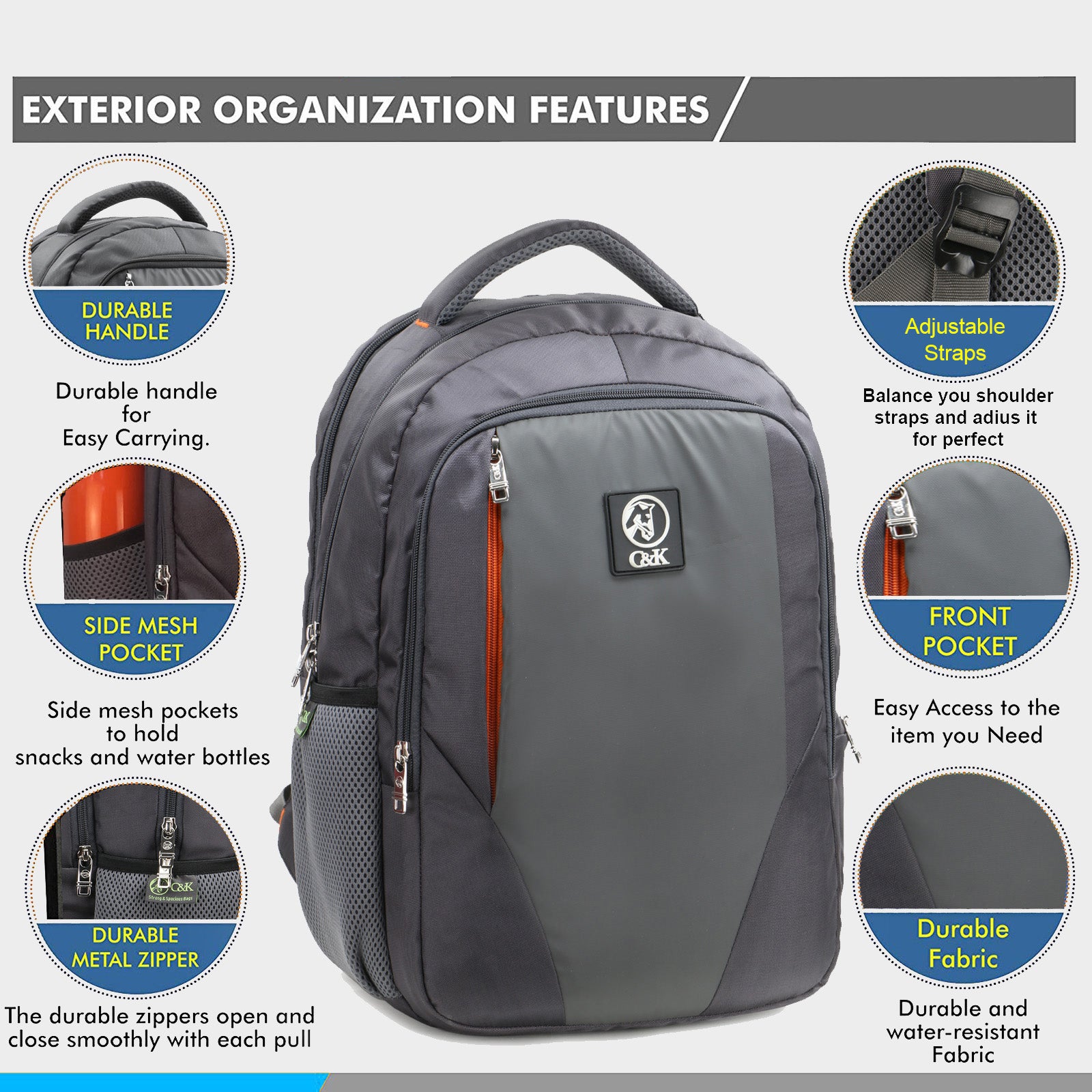 Office Laptop Backpack Gray