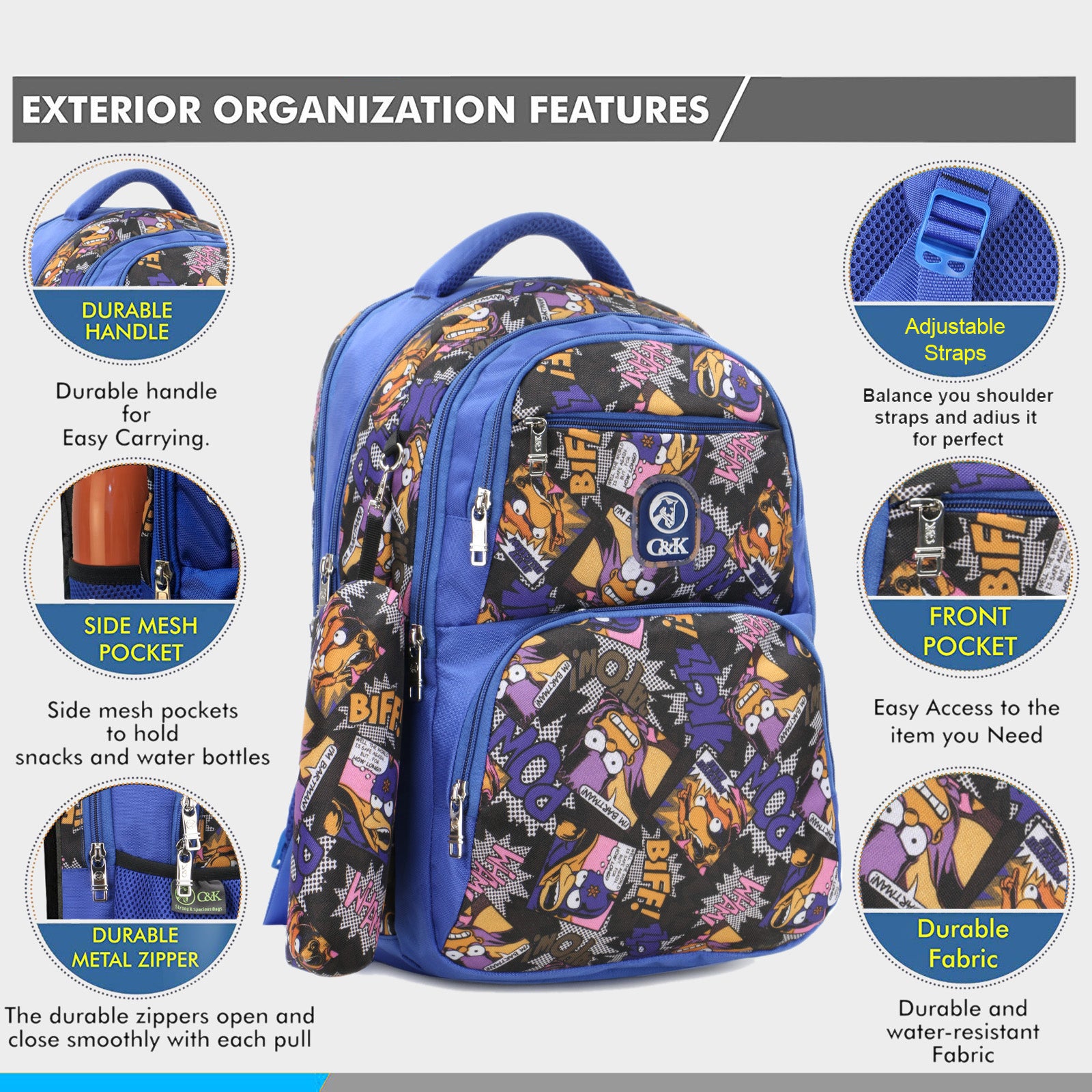 PowWow Blue Medium Kids School Bag