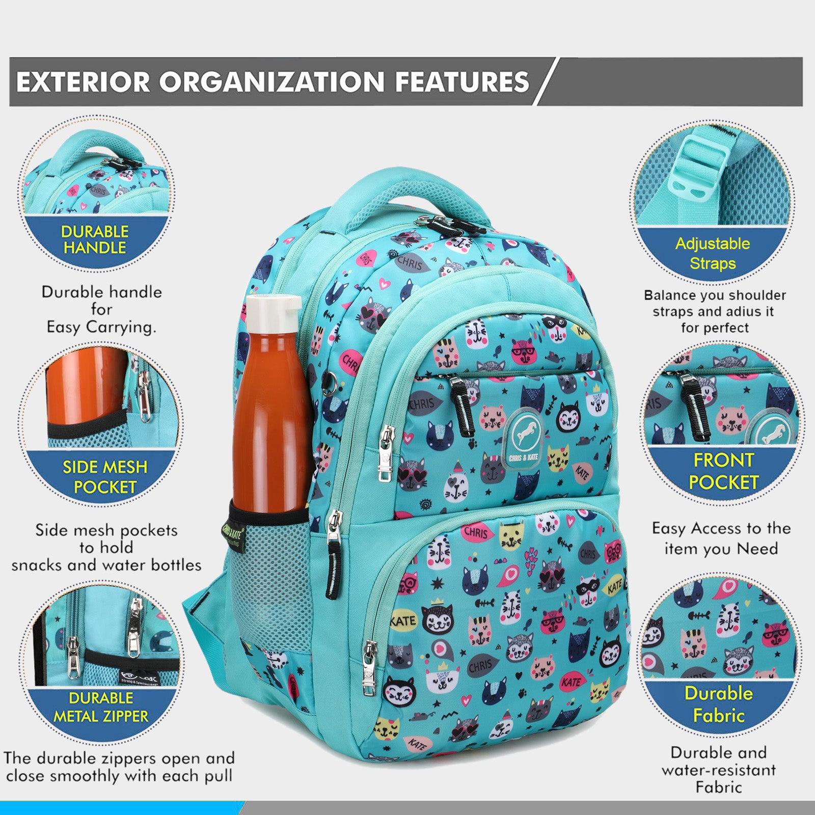 Canny Kids Medium School Bag Green