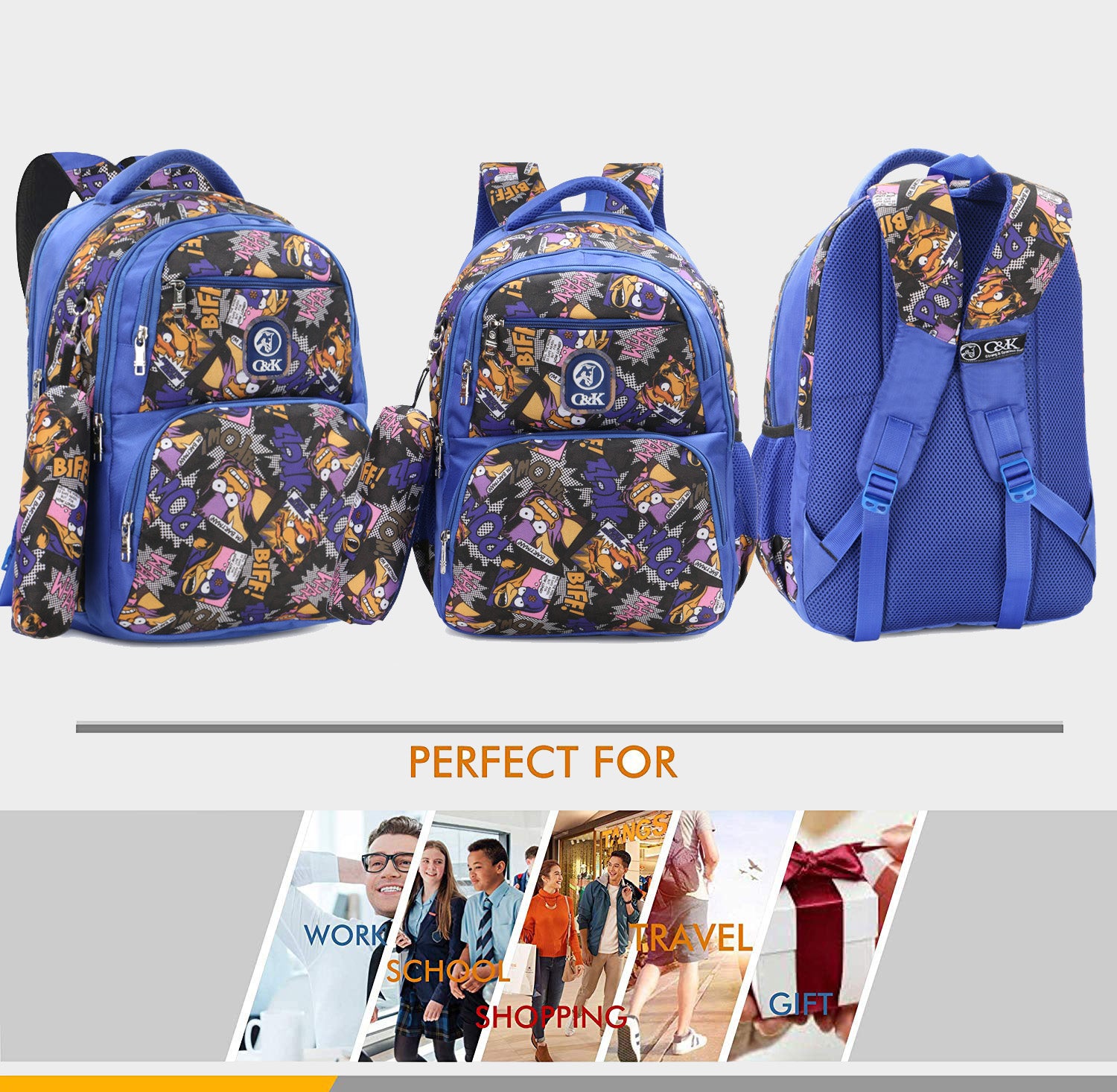 PowWow Blue Medium Kids School Bag