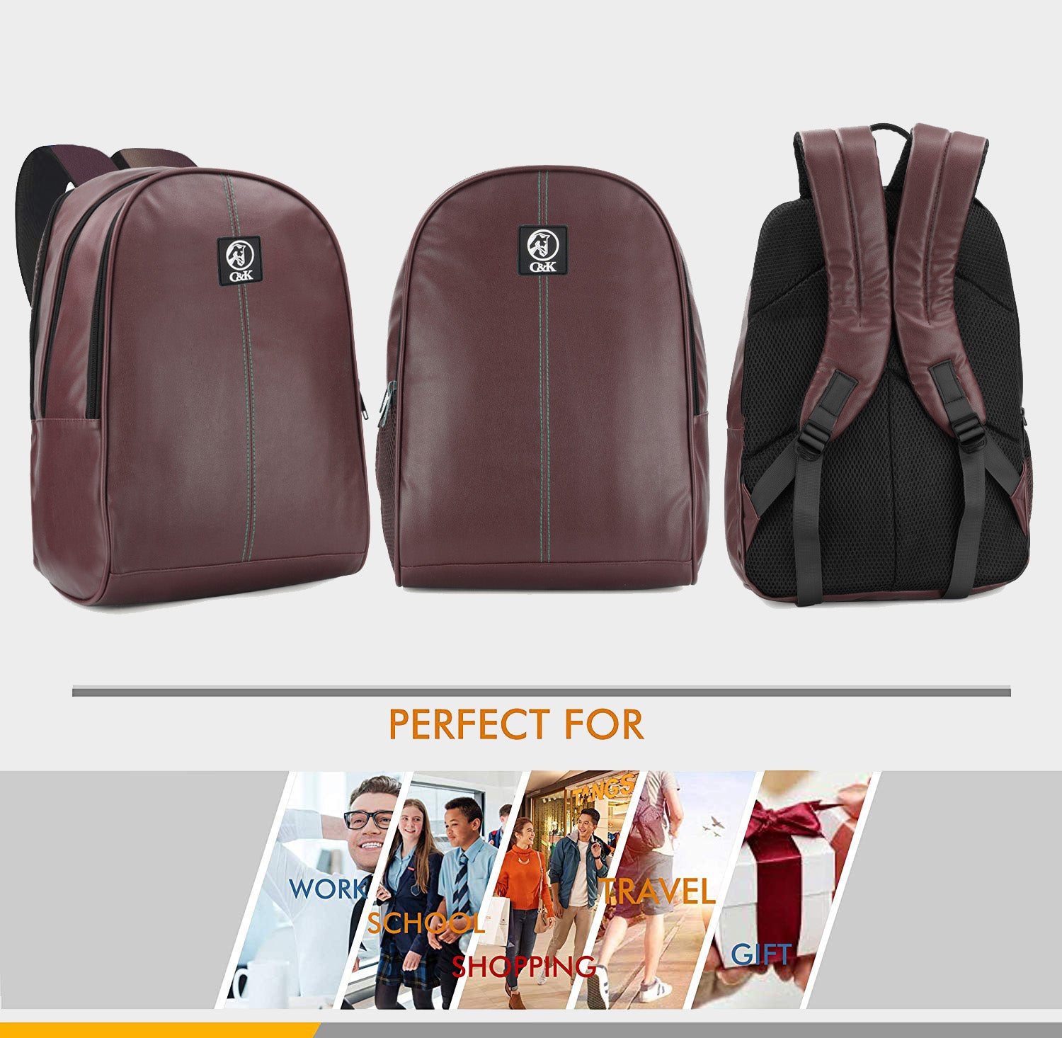 PU- Collage office Laptop Backpack Brown