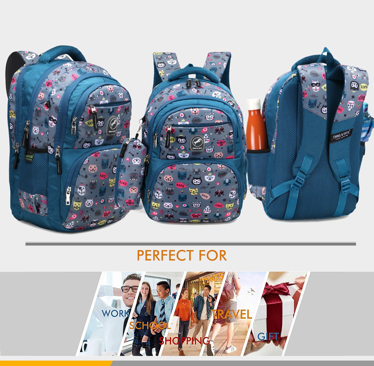 Canny Gray Medium School Bag