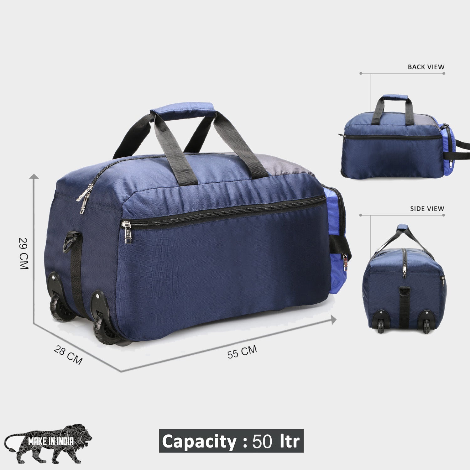 American Wheeled Duffel Blue