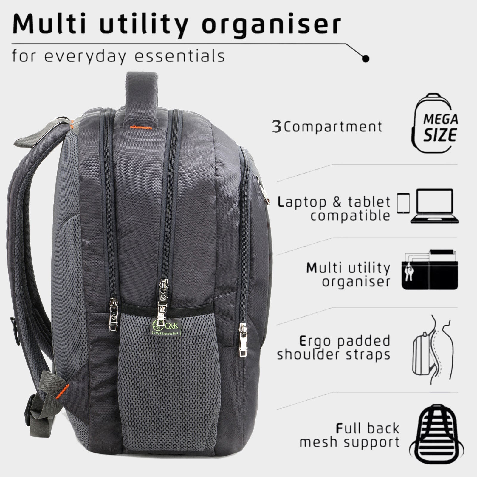 Office Laptop Backpack Gray