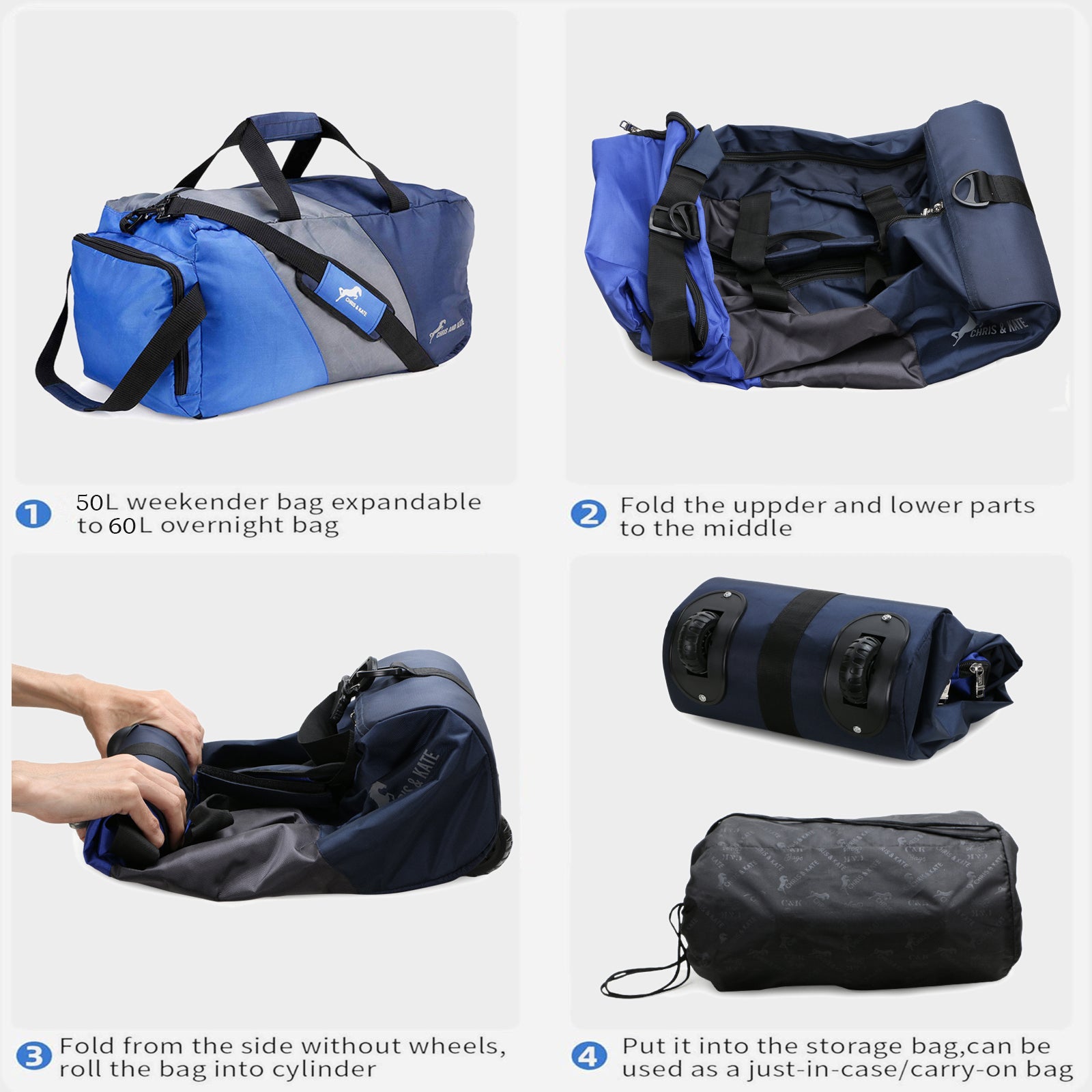 American Wheeled Duffel Blue