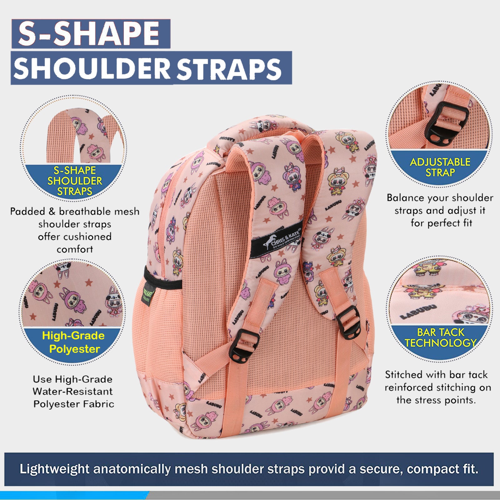 LouBou Small Pink Kids School Bag