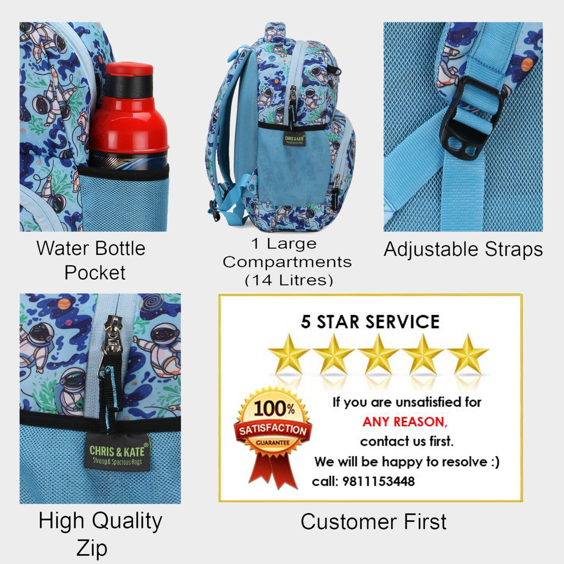 Astro Small Light-Blue Kids School Bag