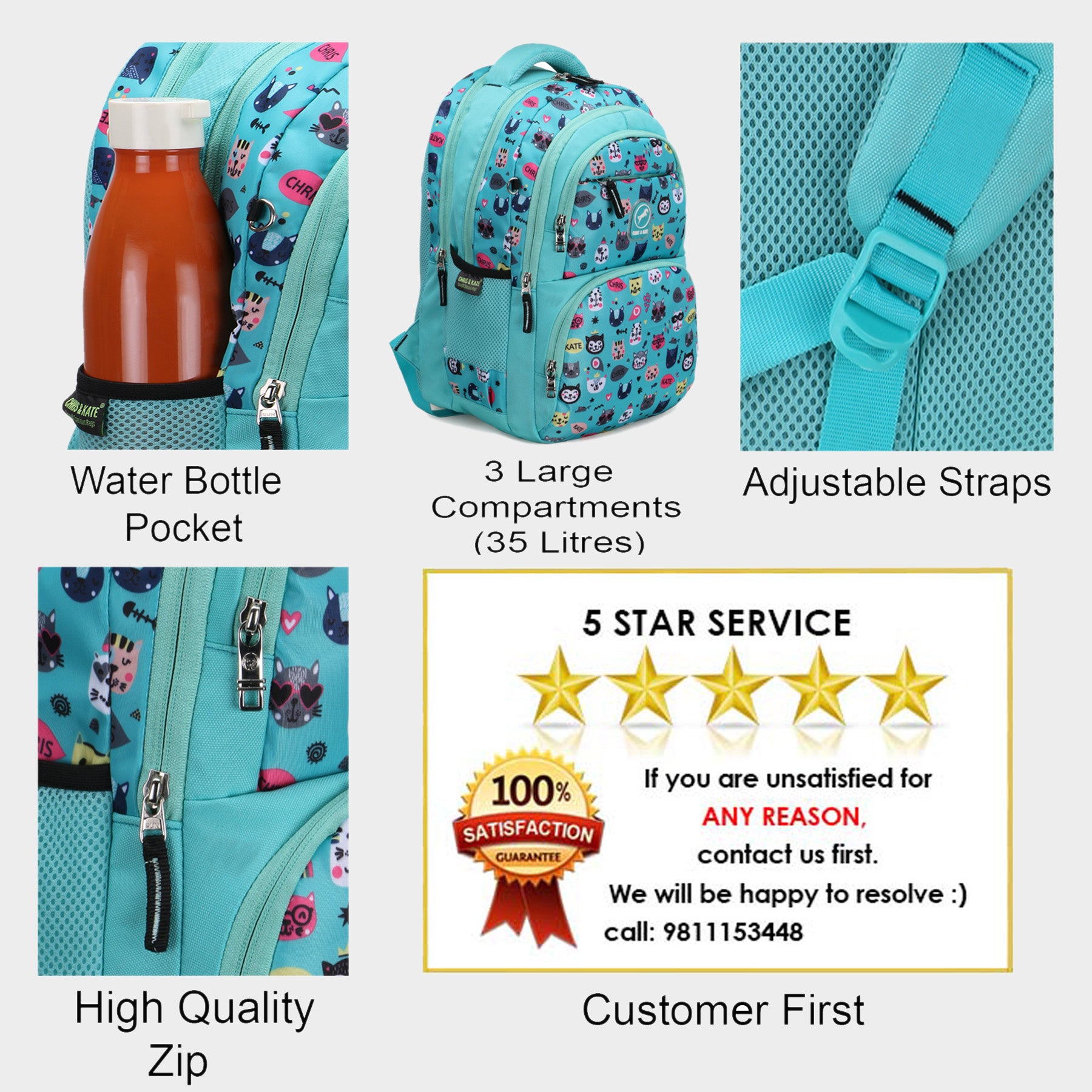 Canny Kids Medium School Bag Green