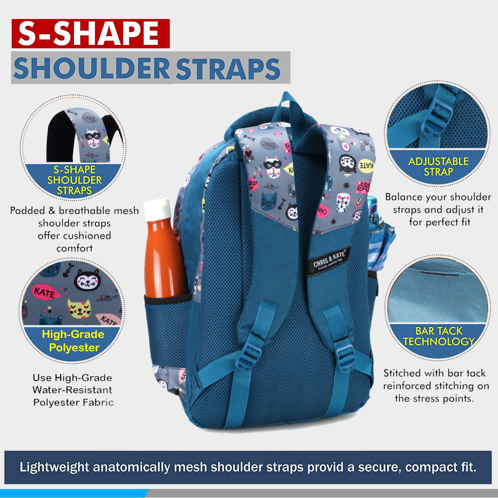 Canny Gray Medium School Bag