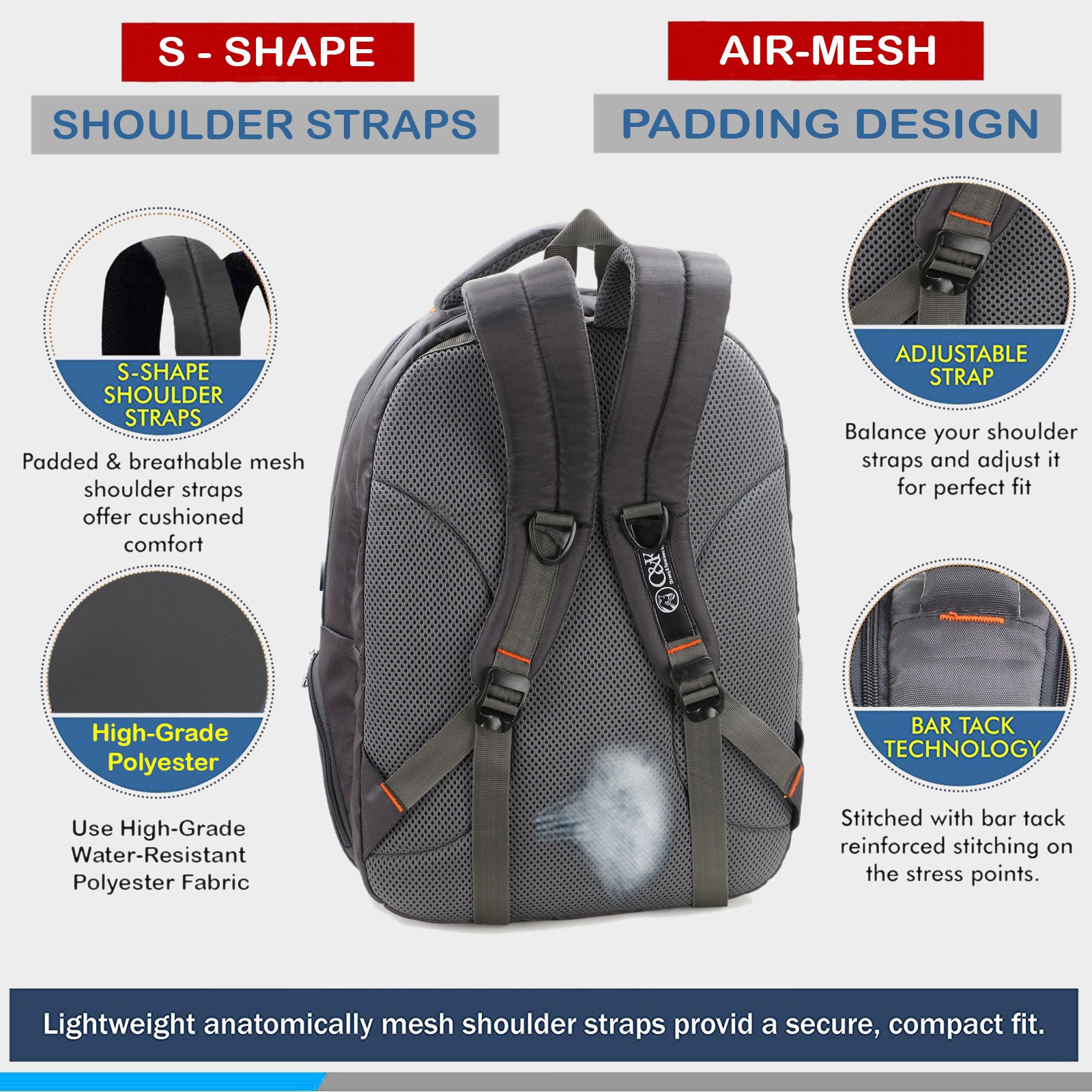 Office Laptop Backpack Gray