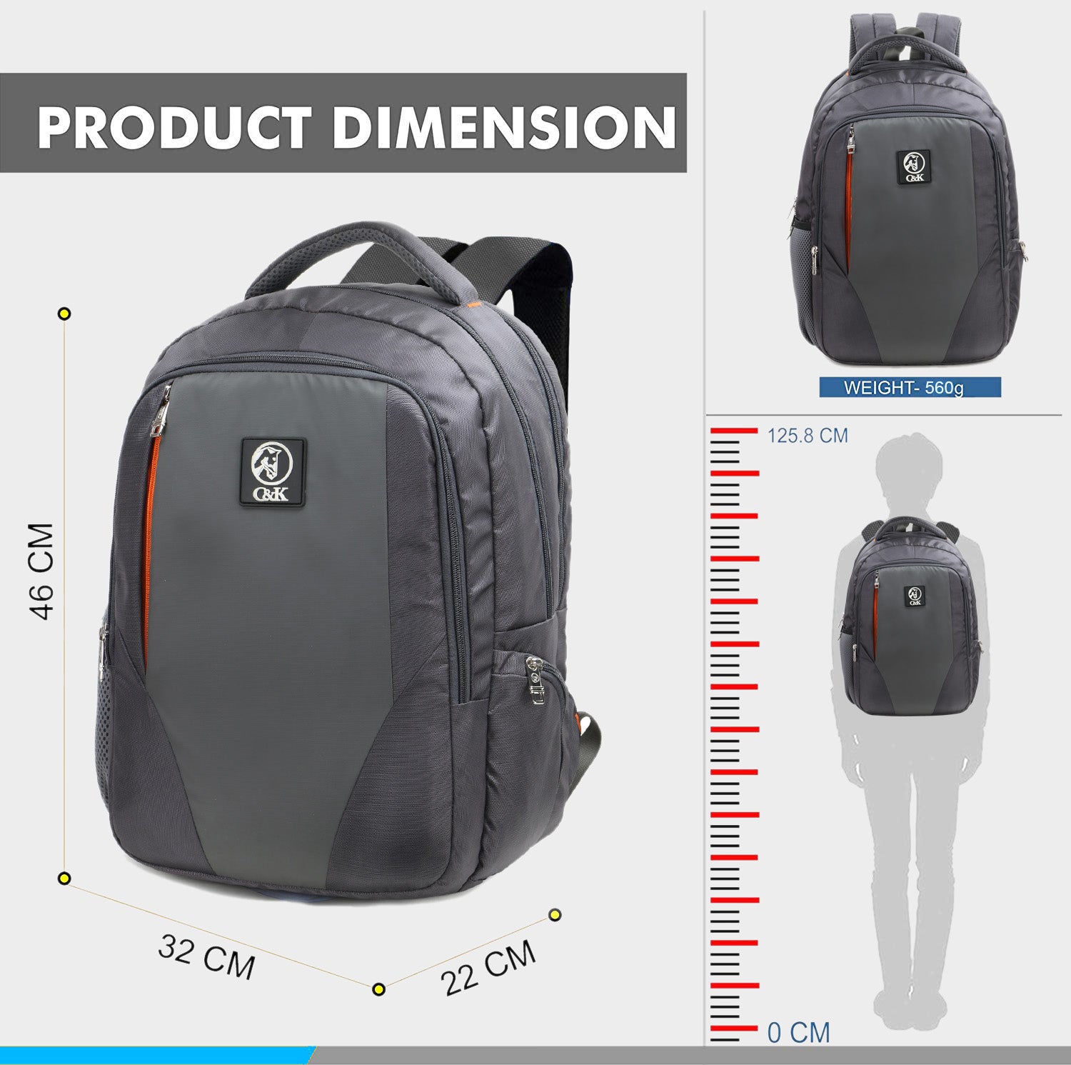 Office Laptop Backpack Gray