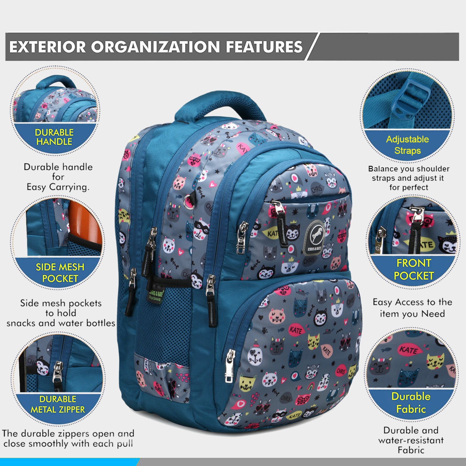 Canny Gray Medium School Bag