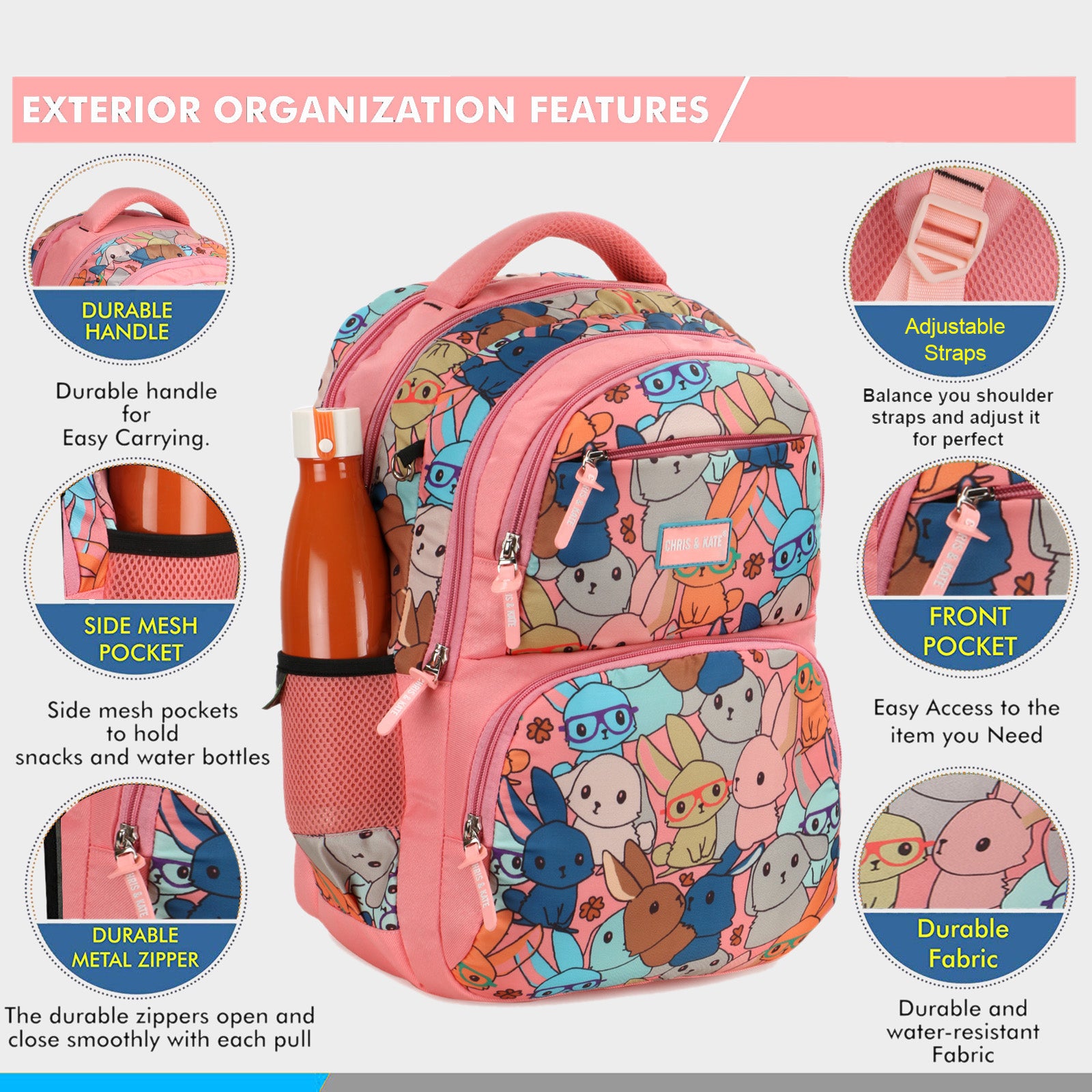 Bunny Pink Medium School Bag