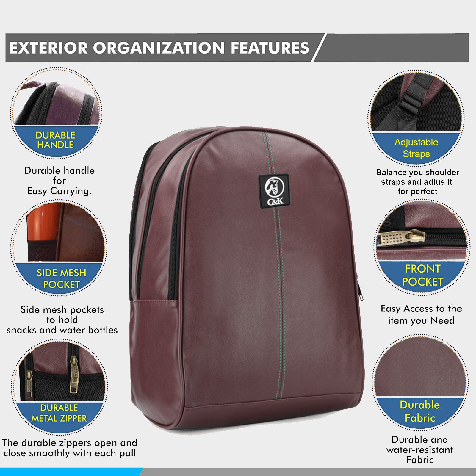 PU- Collage office Laptop Backpack Brown