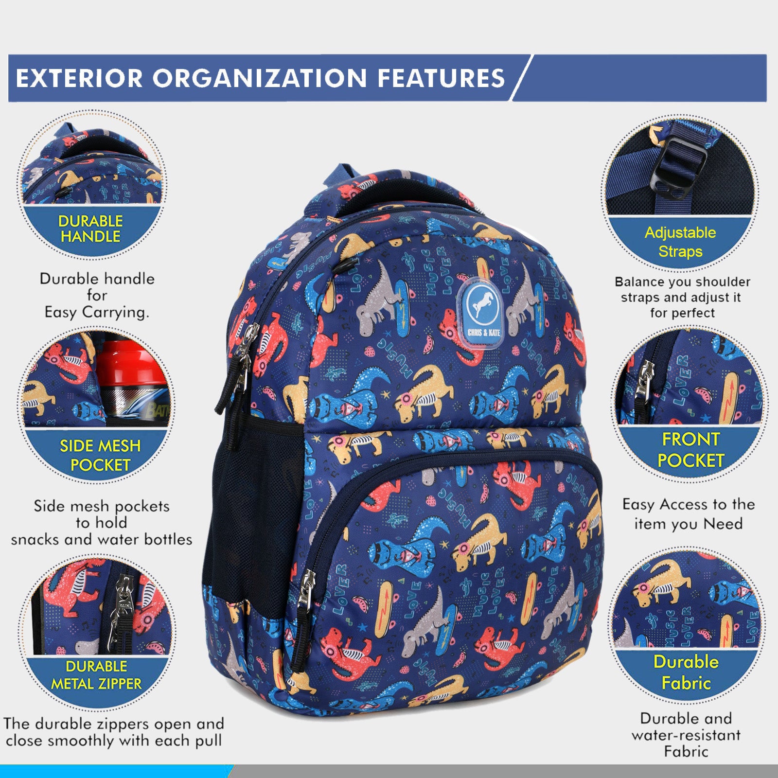 DynoFun Blue Small Kids School Bag