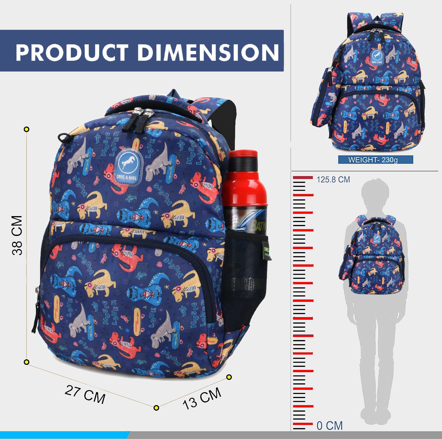 DynoFun Blue Small Kids School Bag