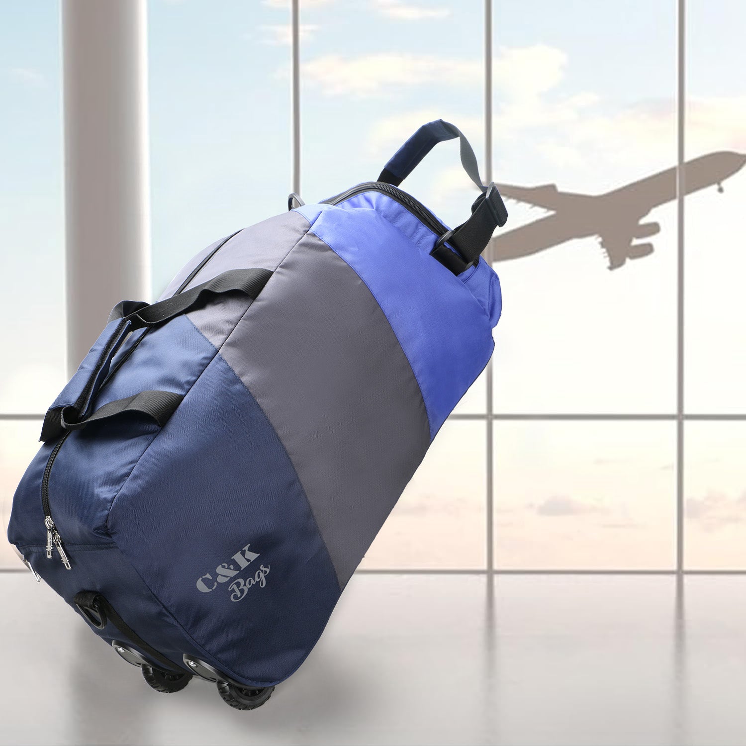 American Wheeled Duffel Blue