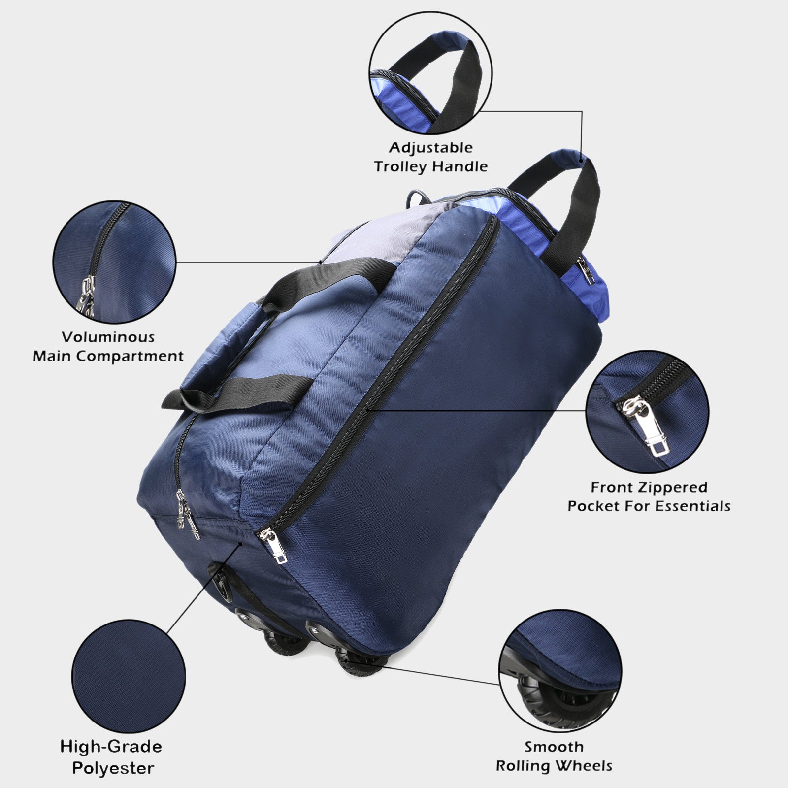 American Wheeled Duffel Blue