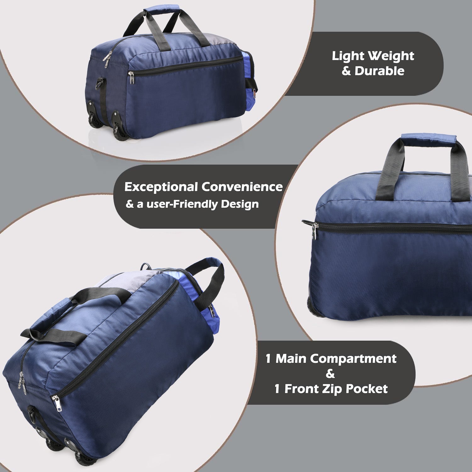 American Wheeled Duffel Blue