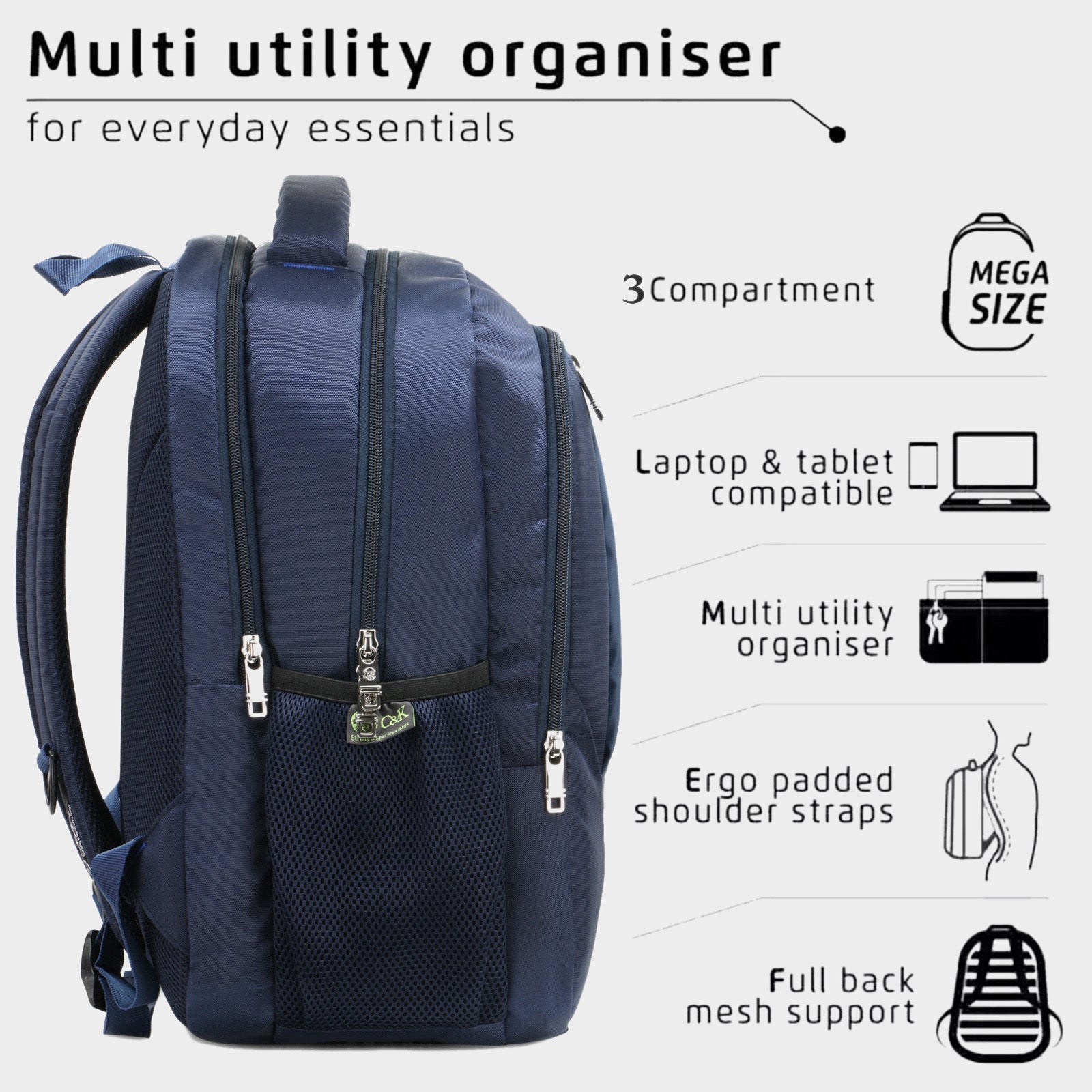 Office Laptop Backpack Blue