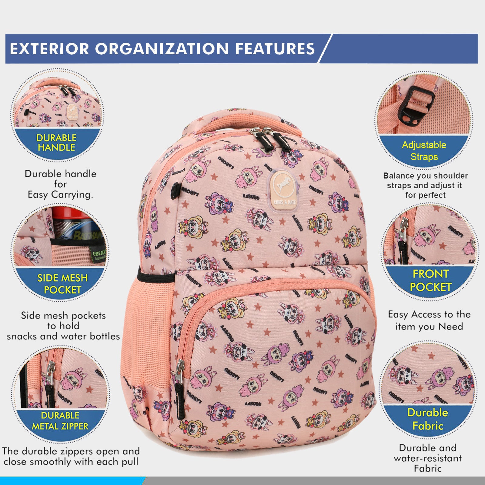 LouBou Small Pink Kids School Bag